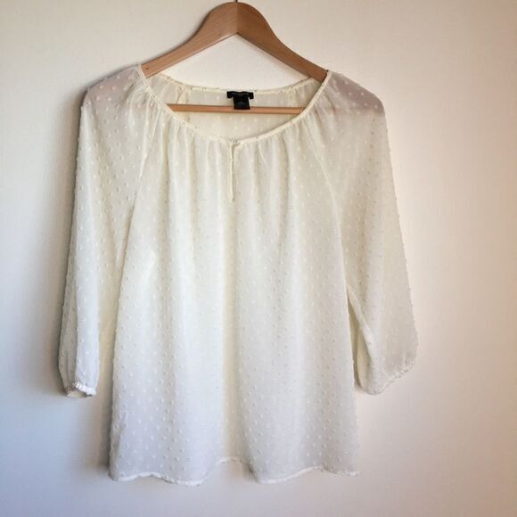 ANN TAYLOR POLKA DOTS 3/4‎ SLEEVE BLOUSE Top - Picture 1 of 4